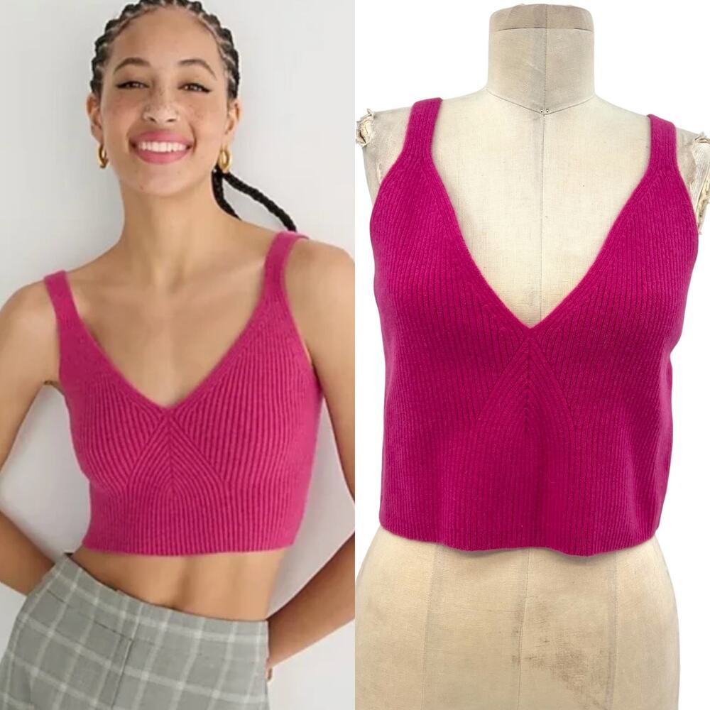 J. Crew Cashmere-Blend Cropped Sweater-Tank Icy Rose Pink Size XXL